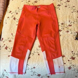TKO Vibrant Coral and White Leggings